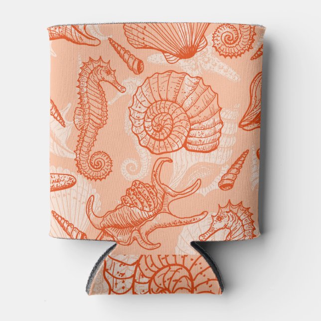 Hand Drawn Sea: Vintage Pattern Can Cooler (Front)
