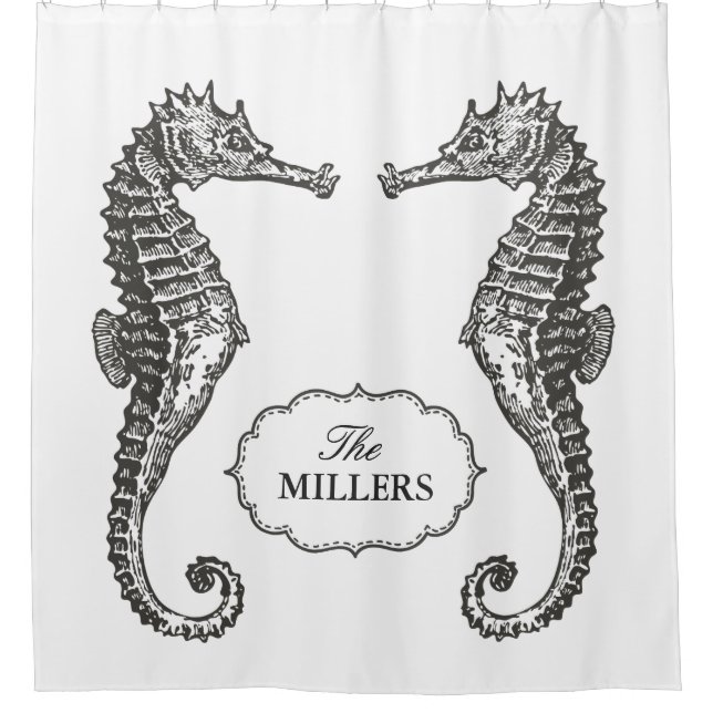 Hand Drawn Seahorse with Vintage Frame Text (Front)