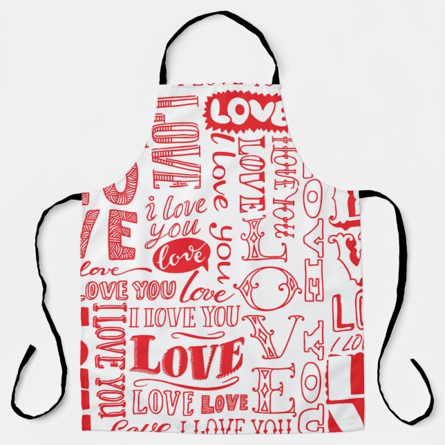 hand-drawn seamless background with love doodles  apron (Front)
