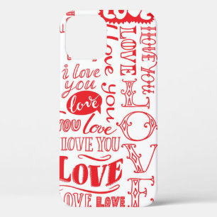 hand-drawn seamless background with love doodles  iPhone 12 case
