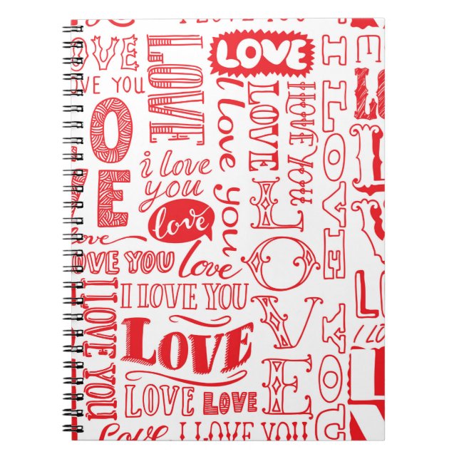 hand-drawn seamless background with love doodles  notebook (Front)