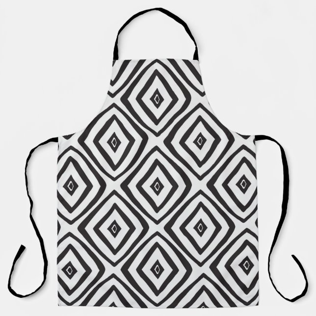 Hand drawn seamless pattern in black and white.  apron (Front)