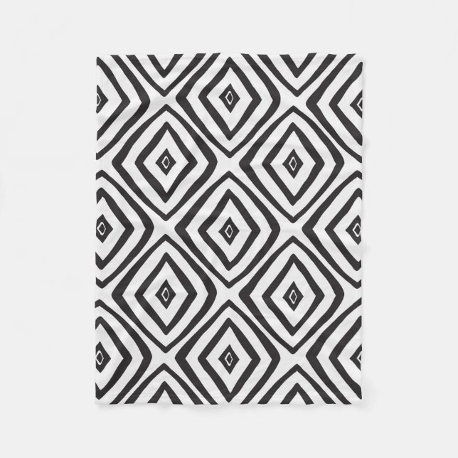 Hand drawn seamless pattern in black and white.  fleece blanket (Front)