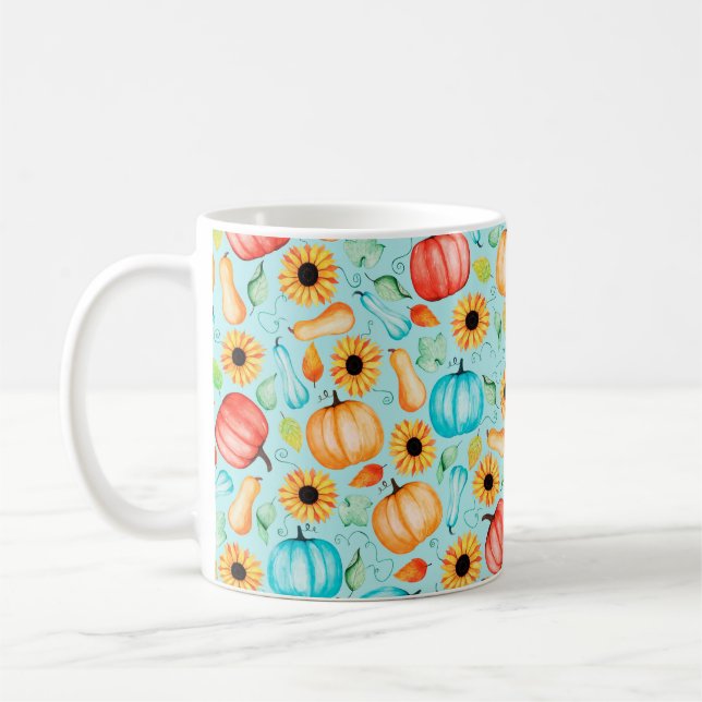 Hand drawn seamless pattern of different sizes, ty coffee mug (Left)