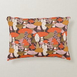 Hand drawn seamless pattern of mushroom and toadst accent pillow