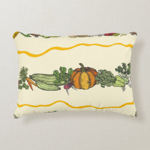 Hand drawn seamless pattern of natural vegetables  accent pillow
