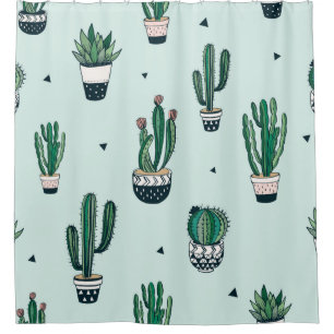 Hand drawn seamless pattern with cacti and succule