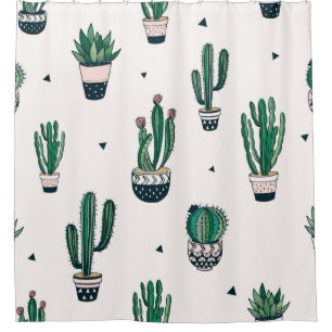 Hand drawn seamless pattern with cacti and succule