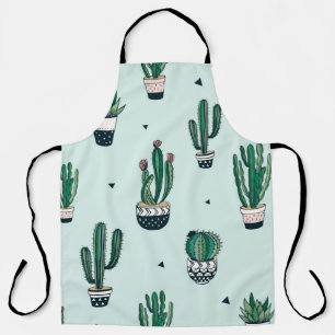 Hand drawn seamless pattern with cacti and succule apron