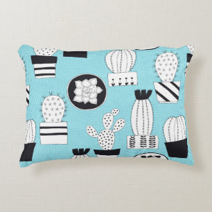 Hand drawn seamless pattern with cactus and succul accent pillow