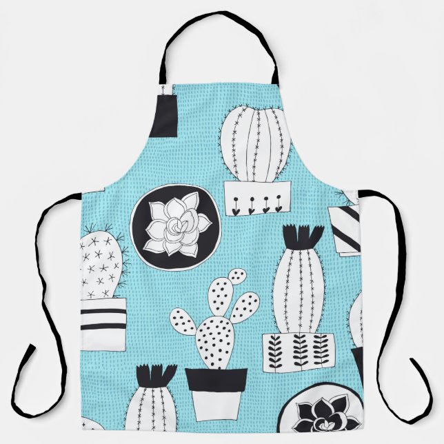 Hand drawn seamless pattern with cactus and succul apron (Front)