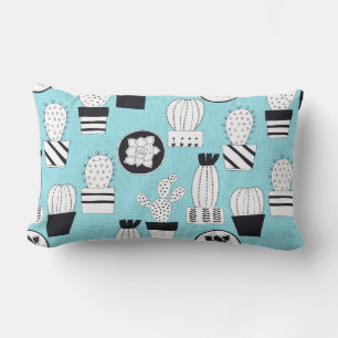 Hand drawn seamless pattern with cactus and succul lumbar pillow
