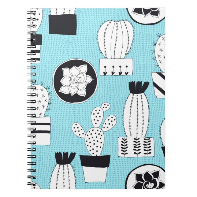 Hand drawn seamless pattern with cactus and succul notebook (Front)