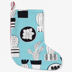 Hand drawn seamless pattern with cactus and succul small christmas stocking