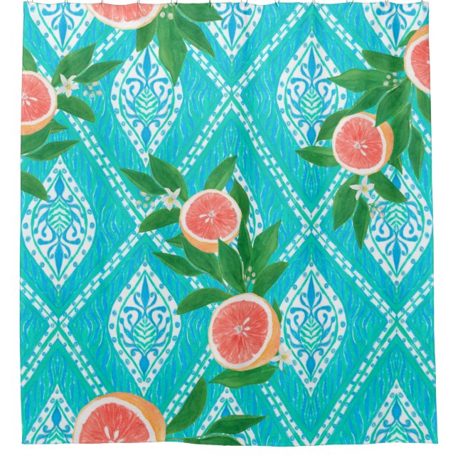 Hand drawn seamless pattern with grapefruit leaves (Front)