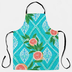 Hand drawn seamless pattern with grapefruit leaves apron