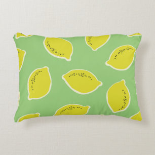 Hand drawn seamless pattern with lemons in yellow, accent pillow
