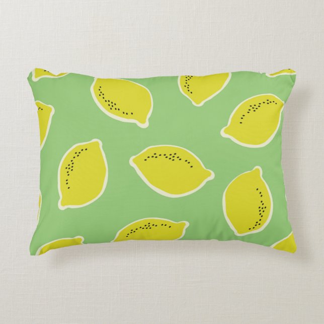 Hand drawn seamless pattern with lemons in yellow, accent pillow (Front)