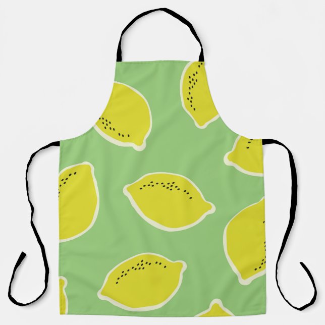 Hand drawn seamless pattern with lemons in yellow, apron (Front)