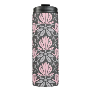Hand-drawn seamless pattern with magnolia flowers. thermal tumbler