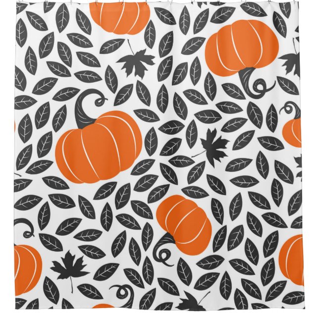 Hand drawn seamless pattern with pumpkins and leav (Front)