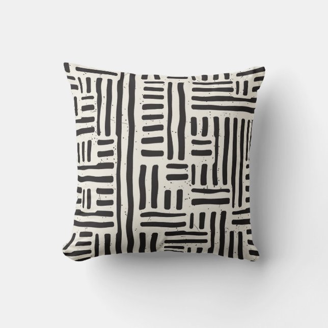 Hand drawn seamless repeating pattern with lines t throw pillow (Front)