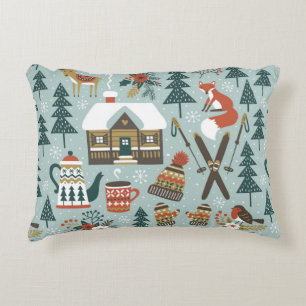 Hand drawn seamless vintage pattern with cute fore accent pillow