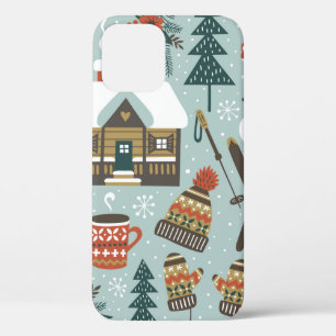 Hand drawn seamless vintage pattern with cute fore iPhone 12 case