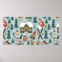 Hand drawn seamless vintage pattern with cute fore