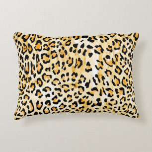hand drawn seamless yellow and white colour leopar accent pillow