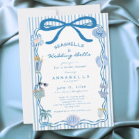 Hand Drawn Seashells Wedding Bells Coastal Shower