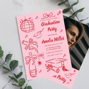 Hand Drawn Senior Graduation Invitation Template,