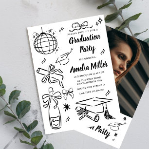 Hand Drawn Senior Graduation Invitation Template,