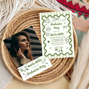 Hand Drawn Senior Graduation Whimsical Wavy  Invitation