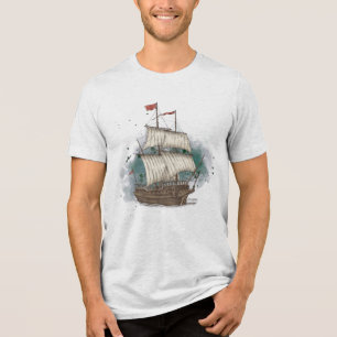 Hand Drawn Ship Tri-Blend Shirt