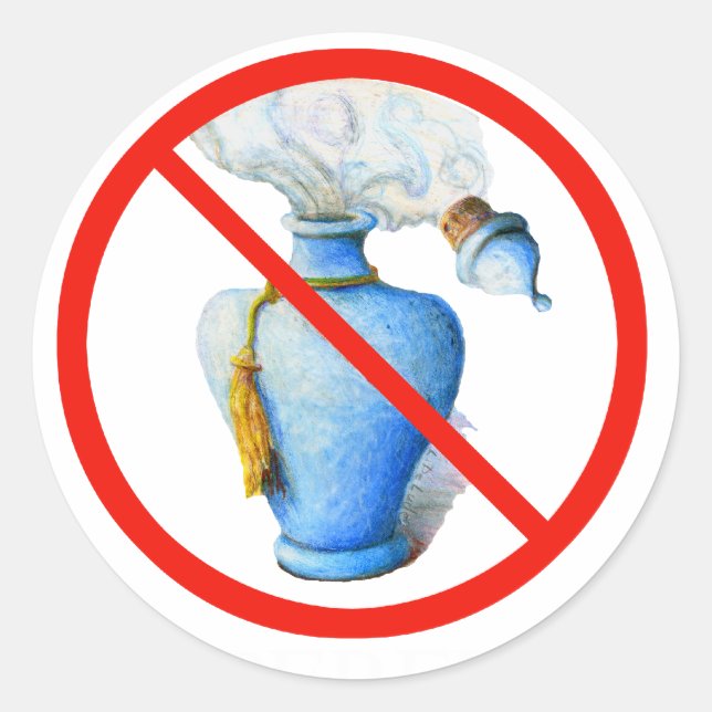 Hand Drawn Sign: No Perfume Classic Round Sticker (Front)