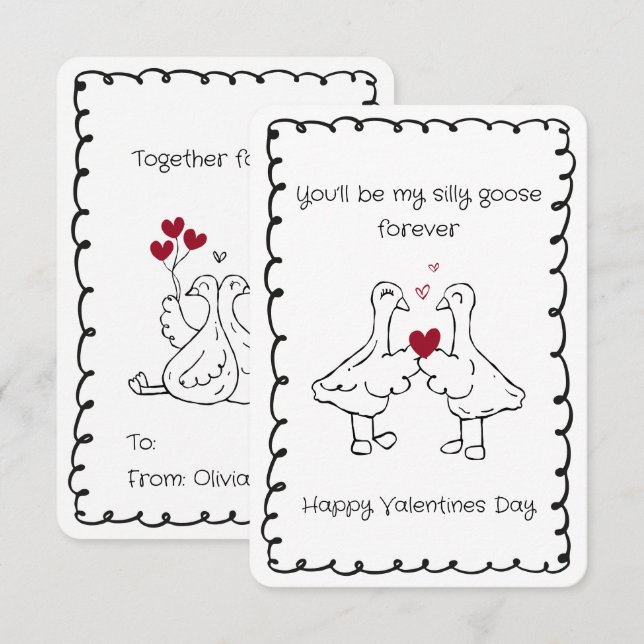 Hand Drawn Silly Goose Funny Saying Valentines Day Card (Front/Back)