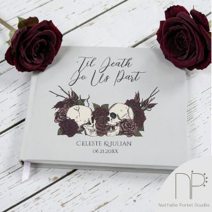Hand-Drawn Silver Grey Soft Gothic Wedding Photo Guest Book