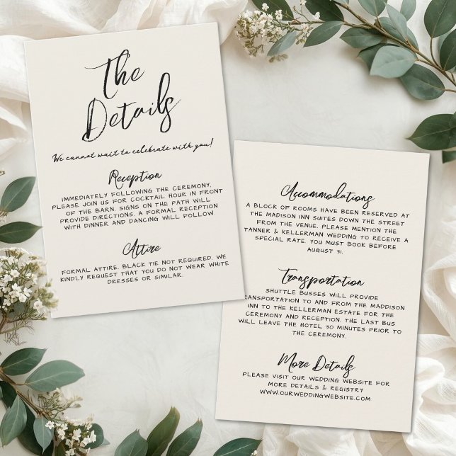 Hand Drawn Simple Vintage Wedding Details Enclosure Card (Hand Drawn Simple Vintage Wedding Details Enclosure Card )
