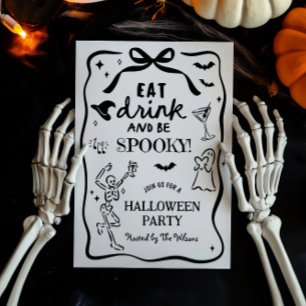 Hand Drawn Skeleton Spooky Halloween Invitation