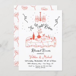 Hand Drawn Sketc The Night Before Rehearsal Dinner Invitation