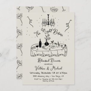 Hand Drawn Sketc The Night Before Rehearsal Dinner Invitation