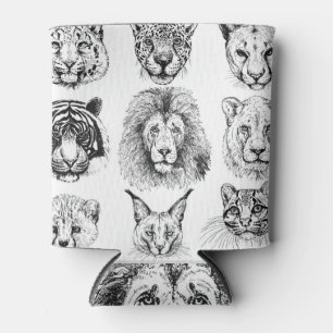 Hand Drawn Sketch Animal Portraits Can Cooler