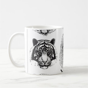 Hand Drawn Sketch Animal Portraits Coffee Mug