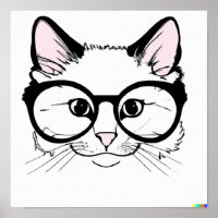 Hand drawn sketch Cat wearing glasses