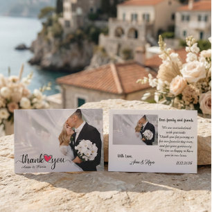 Hand Drawn Sketch Heart Photo Overlay Thank You Card