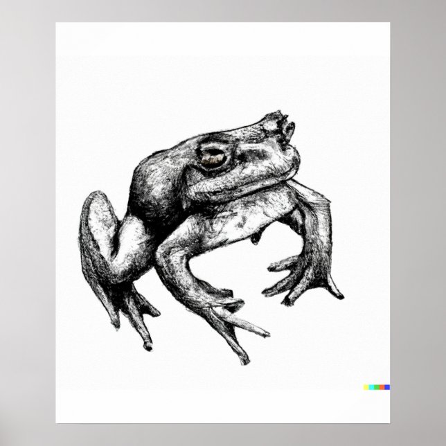hand drawn sketch of Frog in Ukiyo-E Japanese Poster (Front)
