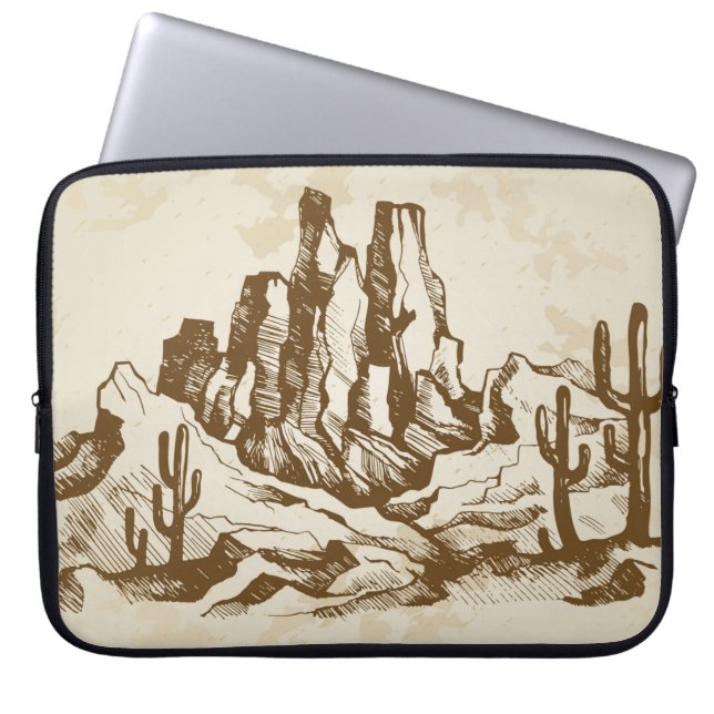 Hand-drawn sketch. Typical landscape desert of Ari Laptop Sleeve (Front)