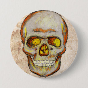 Hand Drawn Skull 3 Inch Round Button
