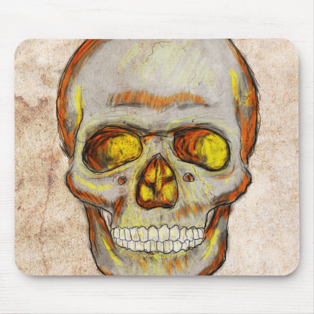 Hand Drawn Skull Mouse Pad (Front)